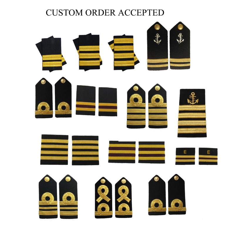2 Bar Gold Pilot Epaulettes Long Bullion, Navy Epaulettes Suppliers