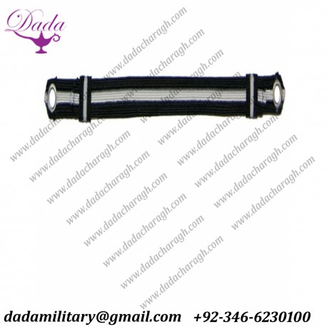 Black with White Mourning Cap Strap