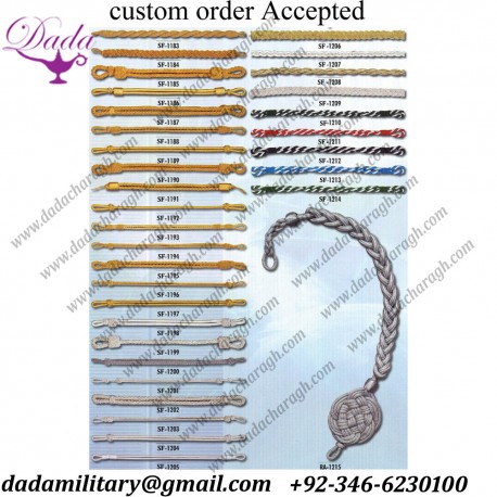 Military cap cord supplier bullion chin strap hat cord cap strap custom