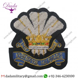 10th Royal Hussars Regiment Wire Bullion Blazer Patch Blazer Badge Wire Bullion Badge
