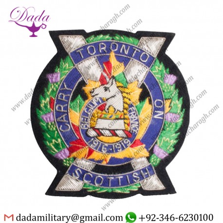 1107 TORONTO SCOTTISH emblem bullion wire BLAZER BADGE