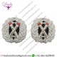 Blazer Badge badge crossed tipstave in silver wreath red tips