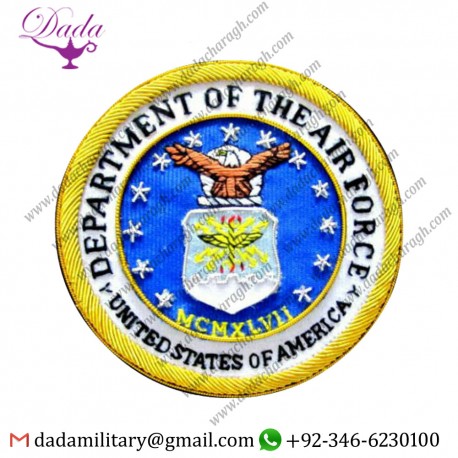 Blazer Patch United States Department Of Air Force Bullion Badge Hand Embroidered