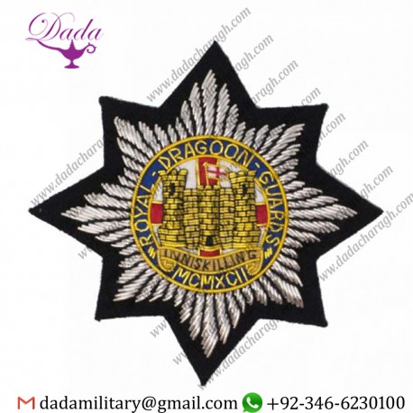 Bullion Badge Royal Dragoon Guards Wire Embroidered Bullion Blazer Badge Army