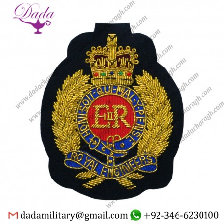 Bullion Badge Royal Engineers Blazer Badge Gold Bullion Wire Hand Embroidery