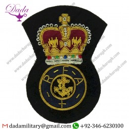 Bullion Badge Royal Fleet Auxiliary Petty Officers Full Size Queen Crown Bullion Wire embroidered Naval Cap Badge Or Cap Tally