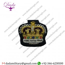 Bullion Patches Black Staff Sergeant Crown, Colour Sgt Mess Dress Badge, Army, Military