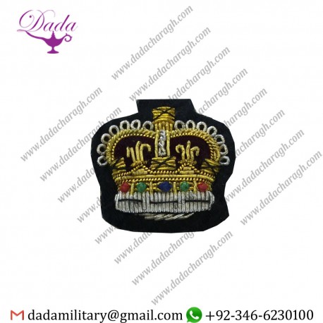Bullion Patches Black Staff Sergeant Crown, Colour Sgt Mess Dress Badge, Army, Military