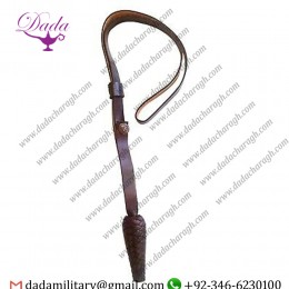 Brown Leather Sword Knot with button Bayonet Knots
