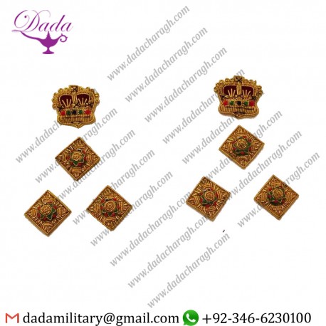 Bullion Patches Brigadier Rank, Officer Rank Stars & Crowns, Army, Military, Mess Dress, Gold