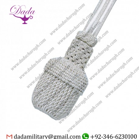 Custom made Military Uniform Cord Silver Bullion Sword Knot Silver navy metallic Dress Sword Knot 