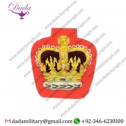 Bullion Patches British Army Dress Braided Wo2 Warrant Officers Crown On Red