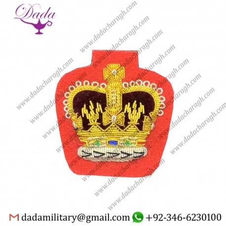 Bullion Patches British Army Dress Braided Wo2 Warrant Officers Crown On Red