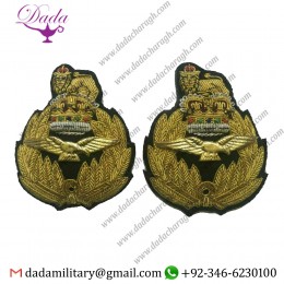 Bullion Patches British Royal Air Force Officers Hat Badges Current Issue Queen & King Crown