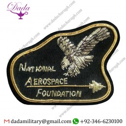 Custom Made Gold Embroidered Embroidery Badges Gold Bullion Wire Badges