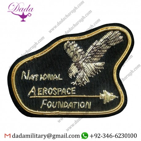 Custom Made Gold Embroidered Embroidery Badges Gold Bullion Wire Badges