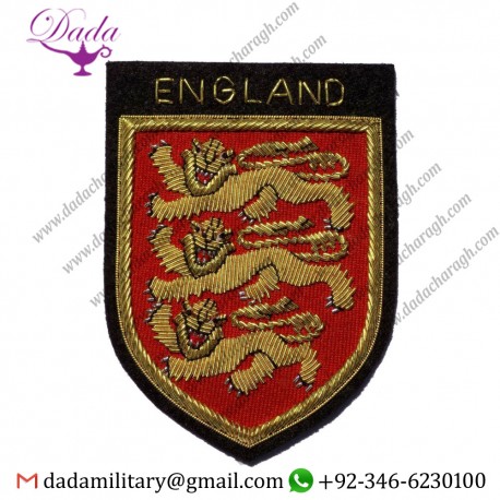 Custom Made Gold Embroidery England Football Team Three Lions Badge Patch 3 Lions Hand Made