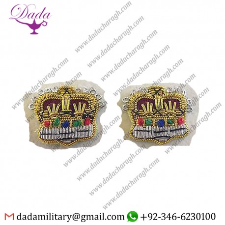 Custom Silver And Gold Embroidered Mess Dress Crowns, Army, Military, Rank, Officers