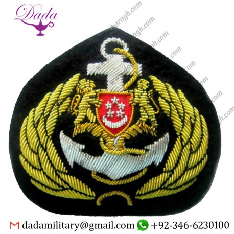Custom Singapore Navy Officer Hat Cap Badge New Hand Embroidered