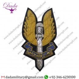 Custom Special Air Service Hand Made Bullion Wired Regimental Blazer Badge Embroidered Patch