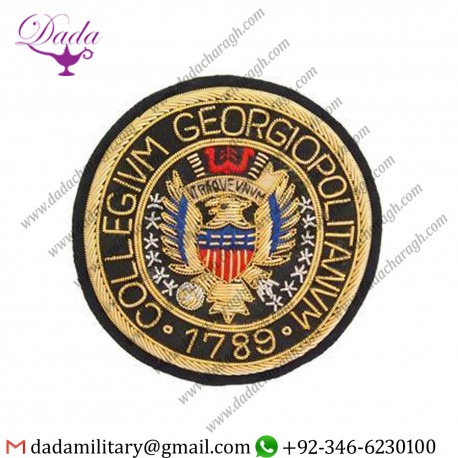 Customized Goldwork Georgetown University Badge