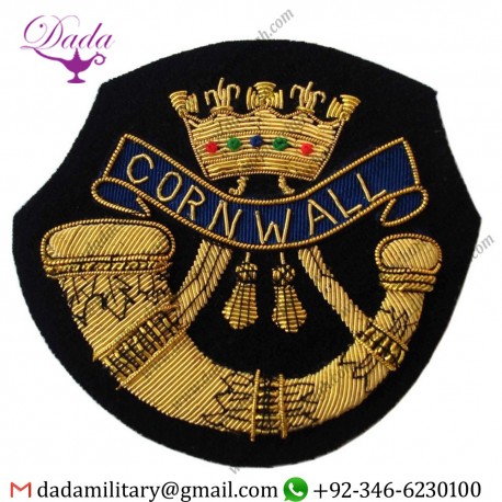Embroidered Crest Badges  Cornwall's Light Infantry, Blazer Badge Wire Bullion