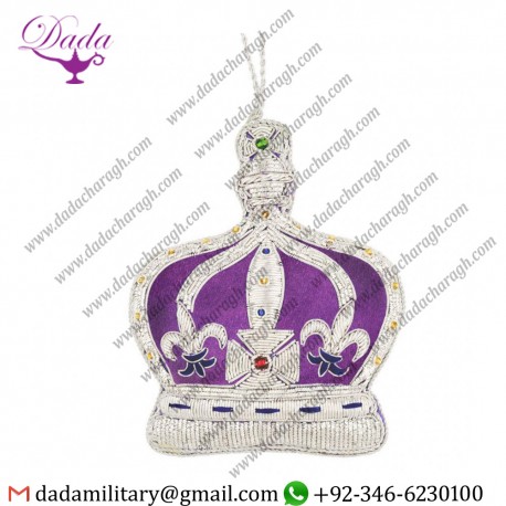 Embroidered Crest Badges Crown Of India Luxury Embroidered Tree Decoration
