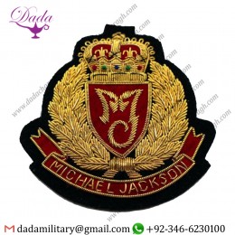 Embroidered Crest Badges Customized Hand Embroidery Bullion Wire Badges