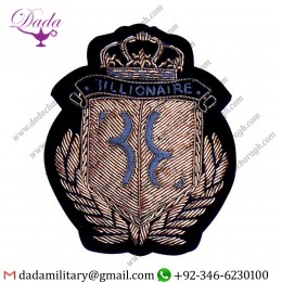 Embroidered Crest Badges Embroidered Blazer Bullion Wire Crest Patch