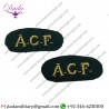 Goldwork Bullion Badge Acf Gold On Green Titles, Pair Mess Dress, Army, A.c.f, Military, Cadet Force