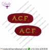 Goldwork Bullion Badge Acf Titles, Red & Gold Badges, Army Cadet Force, Mess Dress, Pair, Army Military