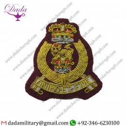 Goldwork Bullion Badge Agc Officers Beret Badge, Adjutant Generals Corps, Army, Military, Maroon Back