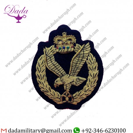 Goldwork Bullion Badge Air Corps Wire Embroidered Bullion Blazer Badge - British Army Military
