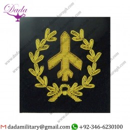 Goldwork Bullion Badge Aircraft Spotter Class I. Ra Gold On Navy Blue Bullion Wire-embroidered Cloth Trade Badge