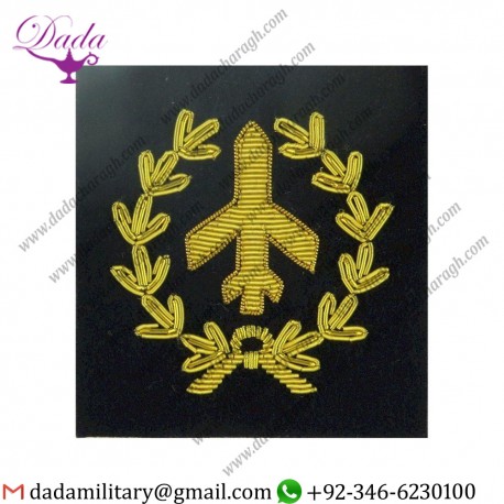 Goldwork Bullion Badge Aircraft Spotter Class I. Ra Gold On Navy Blue Bullion Wire-embroidered Cloth Trade Badge
