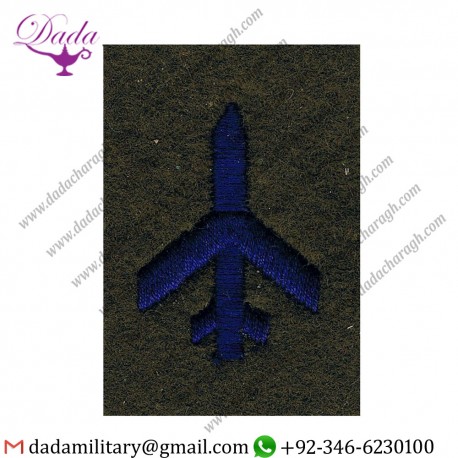 Goldwork Bullion Badge Aircraft Spotter Class Ii - Ra  Blue On Khaki Embroidered Army Cloth Trade Badge