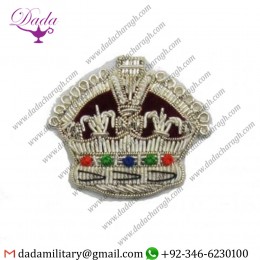 Hand Embroidered Badge Crown King S Crown Silver High Quality