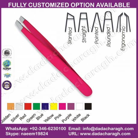 SLANTED EYEBROW TWEEZERS RED
