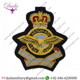 Hand Embroidered Badge Royal Canadian Air Force Bullion Wire Blazer Badge