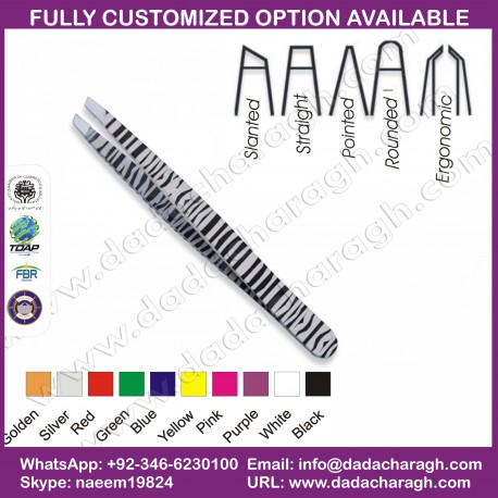 2018 NEW PRODUCT EYEBROW TWEEZER ZEBRA PRINT SLANTED TWEEZER