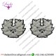 Hand Embroidered Badge Wreath Silver Wire Sold As Pair