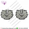 Hand Embroidered Badge Wreath Silver Wire Sold As Pair
