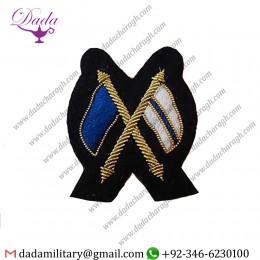 Handmade Badge Cross Flags, Sleeve Badge, Mess Dress, Army, Black Signallers