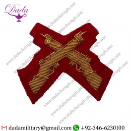 Handmade Badge Cross Rifles Sleeve Badge, Mess Dress, Army, Red Skill At Arms, Military, Saa