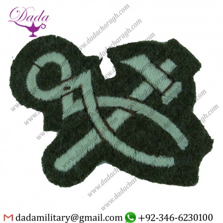 Handmade Badge Crossed Hammer And Pincers Small On Khaki Embroidered Cloth Trade Badge