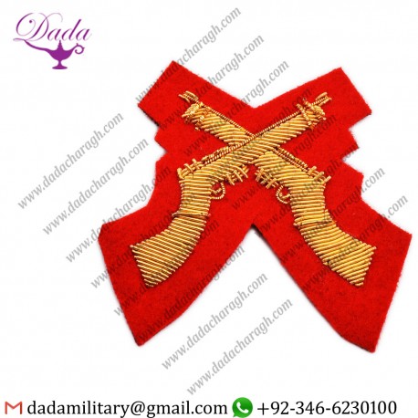 Handmade Badge Crossed Rifle, Mess Dress, Badge Wire Bullion