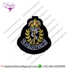 Handmade Embroider Ramc Officers Beret Cap Badges. Army, Bullion And Wire Cap Badge On Black