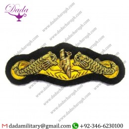 Hat Cap Badge Us Navy Submarine Hand Embroidered New Gold Bullion Badge