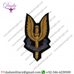 Hat Cap Badge Who Cares Wris Black Border Embroidered Wire Badge Handmade Military