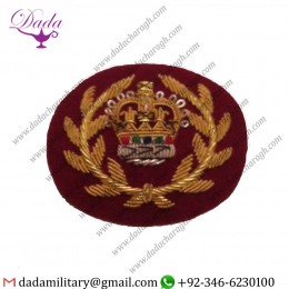 Hat Cap Badge Wo2 Rqms Crown And Wreath, Warrant Officer, Mess Dress, Army, Medical Cherry, Ramc